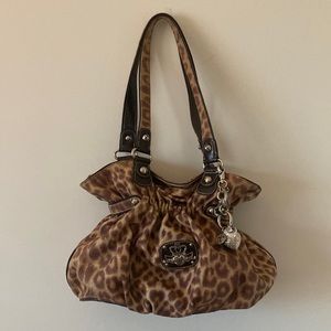 Kathy van Zeeland Leopard Cheetah Print Shoulder Bag with charms
